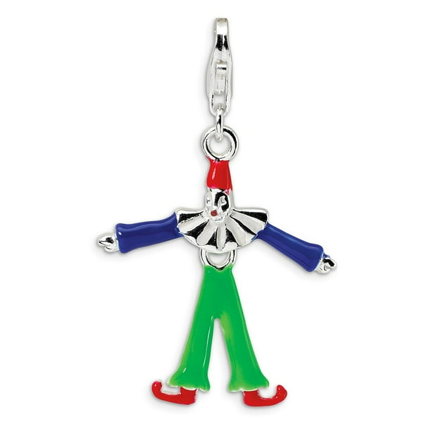 Amor La Vita Sterling Silver Click-On Enamel Cross with Lobster Clasp Charm Pendant Amor La Vita Sterling Silver Click-On Enamel Cross with Lobster Clasp Charm Pendant